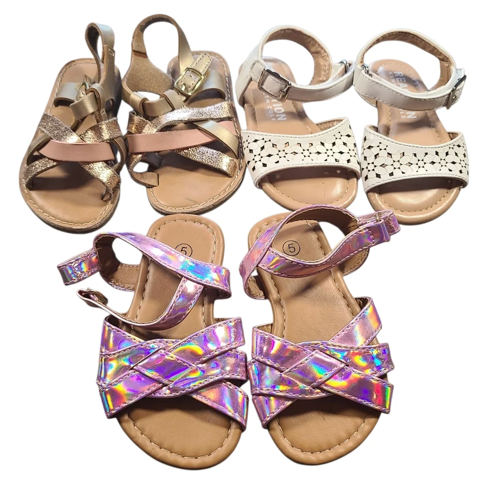 Toddler Girl Sandals Bundle Size 5 | 3 Pairs Cat & Jack Kenneth Cole - Picture 2 of 10